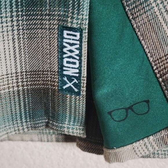 Dixxon Flannel Shirt Mens 2XL Teal Brown Plaid Hollow Point Western Long Sleeve - Picture 5 of 11